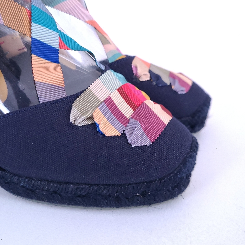 Castaner x Paul Smith Coralia Espadrille Wedge Ribbon Lace Shoes 37 Size 6.5 US - Picture 5 of 12